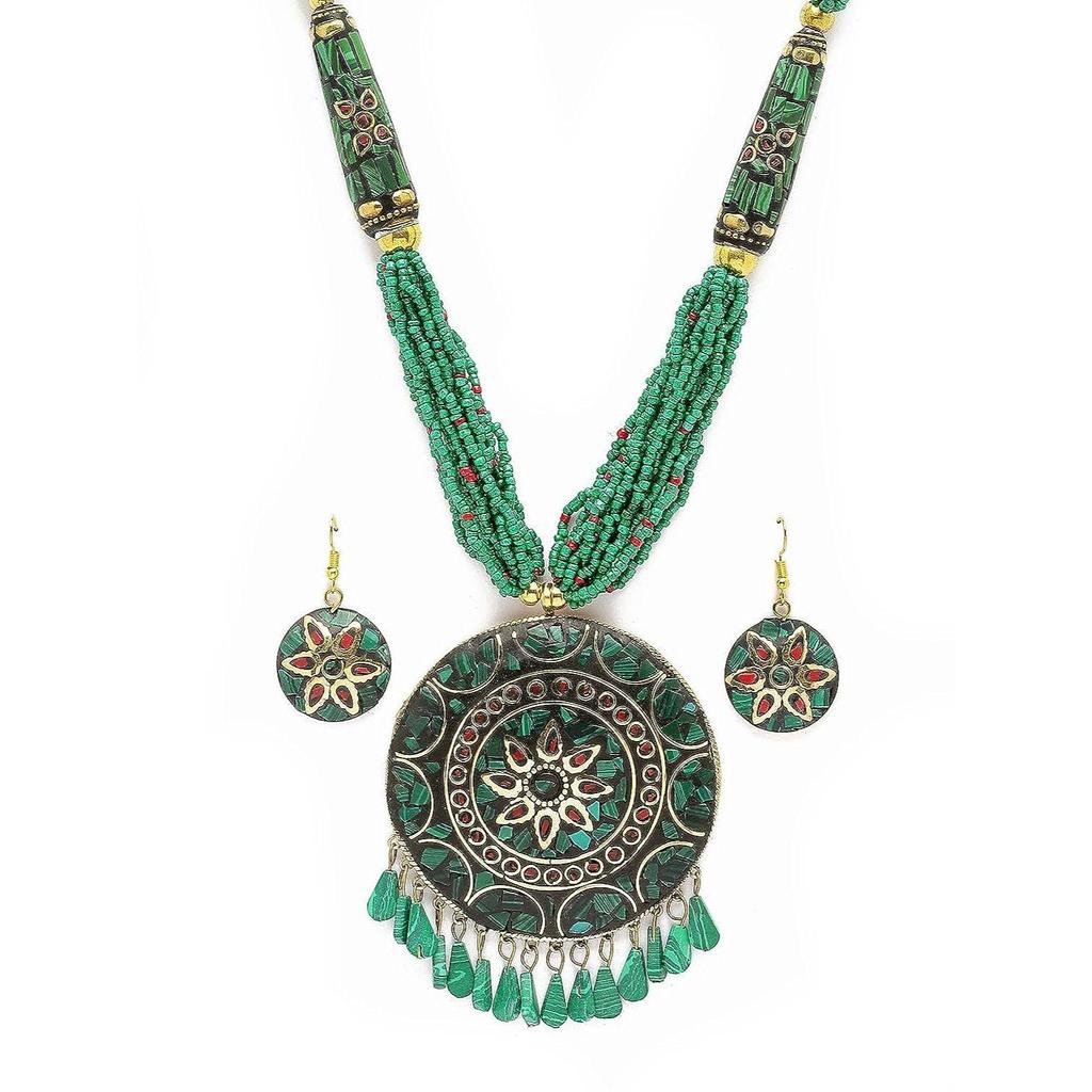 Shining Diva Fashion Последний стильный традиционный тибетский кулон Ожерелье Ювелирный набор для женщин