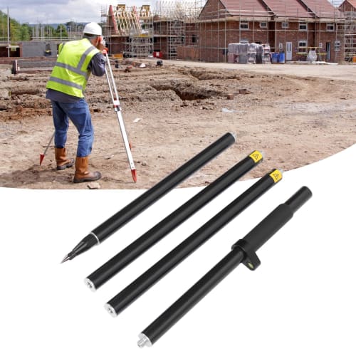 4 Section Prismatic Pole, Level Bubble 2 Meter Total Station Prismatic Pole Aluminum Alloy for Tunnel Subway Mine Highway