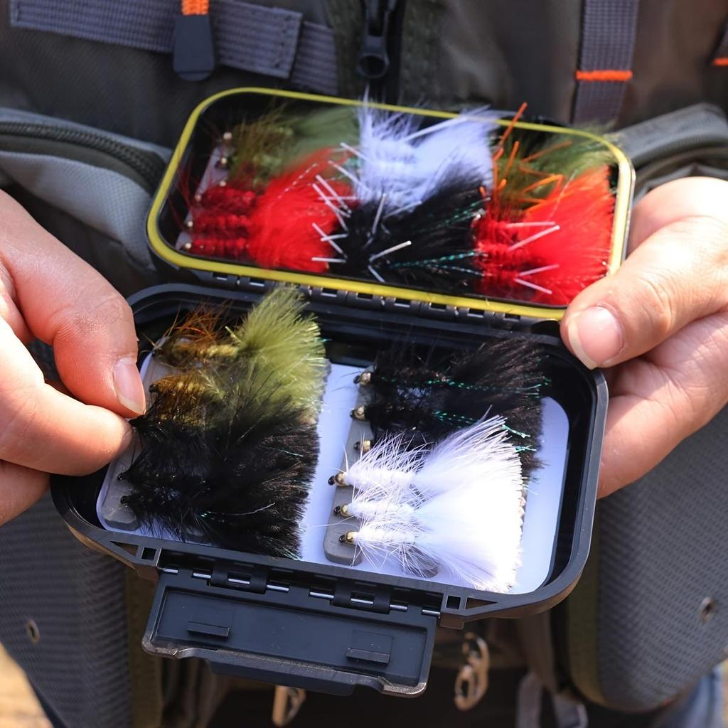 Набор мушек для нахлыстовой рыбалки 30/70/88/92 шт. с Woolly Bugger, нимфой Hare's Ear, сухими/мокрыми мушками, Elk Hair Caddis, Royal Wulff, чешской нимфой