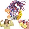 10 шт. Детская золотая пластиковая медаль-награда Игрушка Спортивные Игры Соревнование Выступление Детские Наградные Подарки Реквизит для Вечеринки