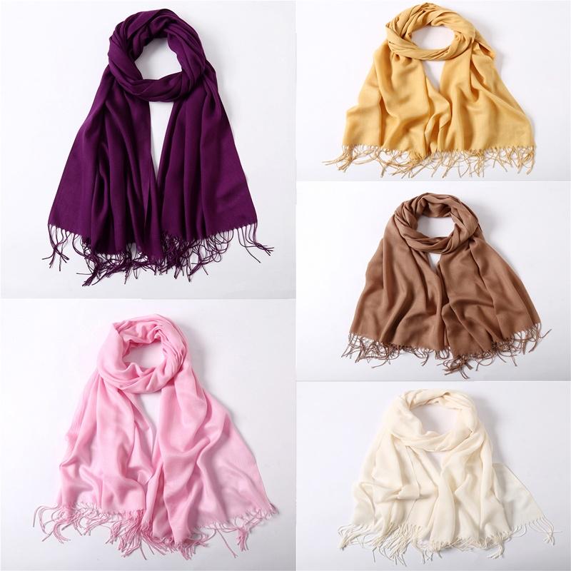 Fashion Spring Winter Scarves Women's Wraps Solid Color Thin Shawl Lady Faux Cashmere Warm Headscarf