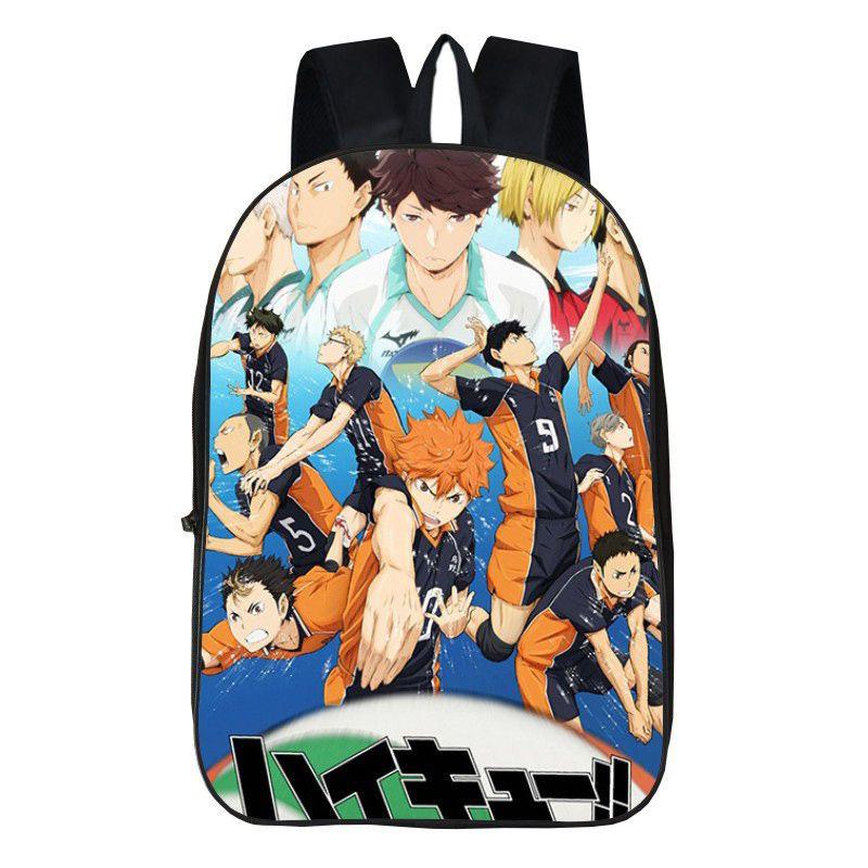 Fashionable Karasuno High School Backpack With Anime Haikyuu Print And Easy-clean Fabric