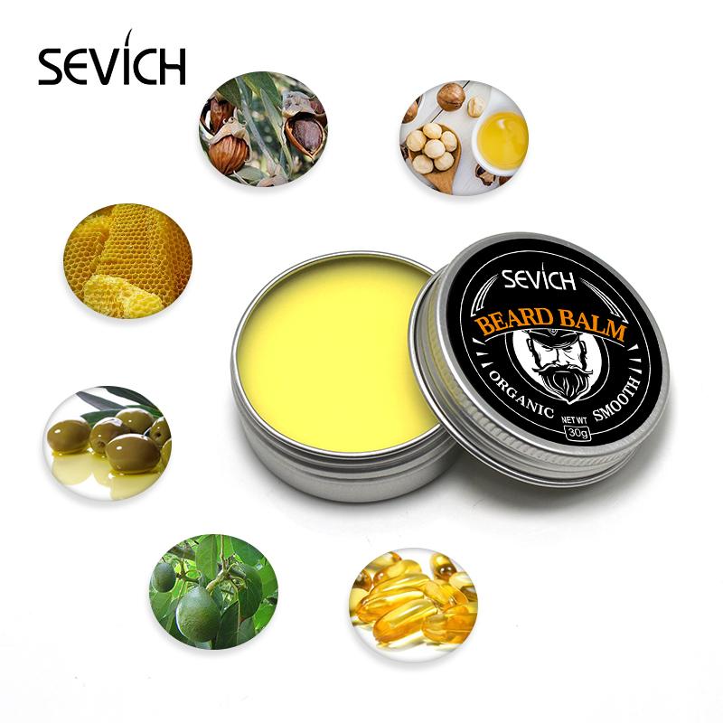 SEVICH 30g/60g Natural Beard Balm Wax For Beard Smoothing Moustache Wax For Men's Beard Care