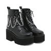 Chain Martin Boots Women's Thick Heel Muffin Platform Shoes High Heel Large Size Short Boots Tide