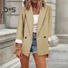 Solid Color Long Sleeve Big Pockets Single Button Office Blazer Fashion Lapel Office Suit Jacket Workwear