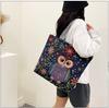 Spring Fashion Illustration Tote Bag Literary Retro Shoulder Bag Armpit Bag Single-Sided Embroidery Bag Women