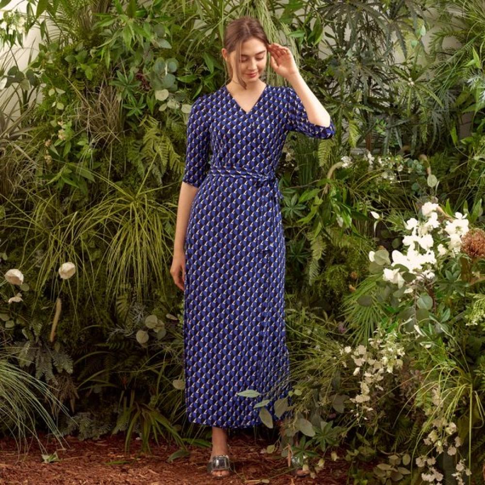 Lipbbam Creora Romona 3 4 Sleeve Long Wrap Dress Ldm10dj01