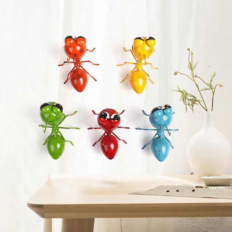 Metal Craft Ant Yard Decor Colorful Cute Insect Wall Sculptures Indoor And Outdoor Colorful Metal Art Decoration
