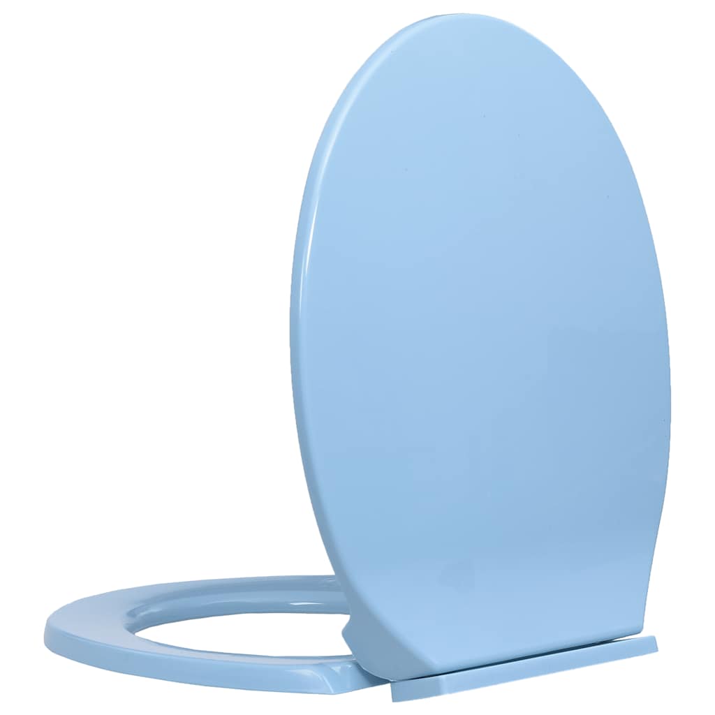 Toilet Seat with Soft Close Mechanism Blue Oval