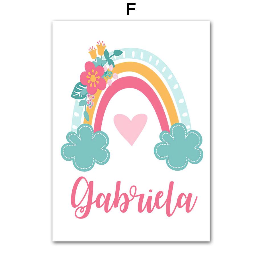 Cute Sun Rainbow Clouds Stars Flowers Nursery Wall Art Canvas Painting Cartoon Posters And Prints Pictures Baby Kids Room Decor