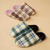 Cotton Slippers Women's Winter Retro Plaid Winter Warm Home Indoor Non-slip Home Plush Couple Slippers Winter