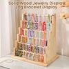 Wooden Jewelry Stand Log Bracelet Display Organizer with Removable Rod Visible