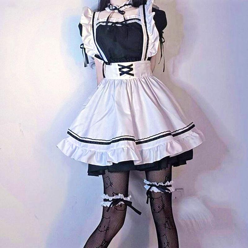 8 Pcs/Set Maid Costume Cosplay Lolita Set Maid Outfit Maid Dress