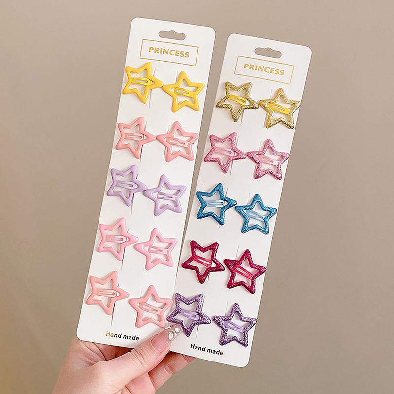 3/10 шт. Y2K шпильки-невидимки для девочек, цветные звездочки, металлические заколки-кнопки, детские корейские шпильки Bb, головные уборы, аксессуары для волос
