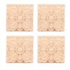 4Pcs Carved Flower Square Onlay Applique Door Cabinet Unpainted Furniture Decor(#2)