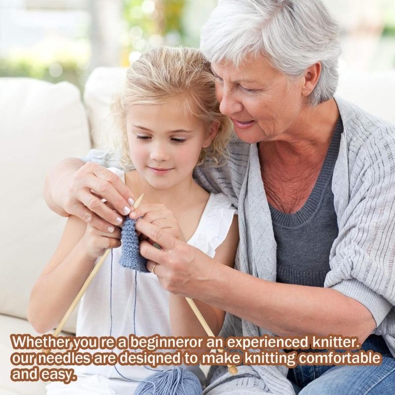 Набор из 7 пар бамбуковых спиц от 4 мм до 10 мм, гладкие деревянные спицы для вязания крючком и рукоделия