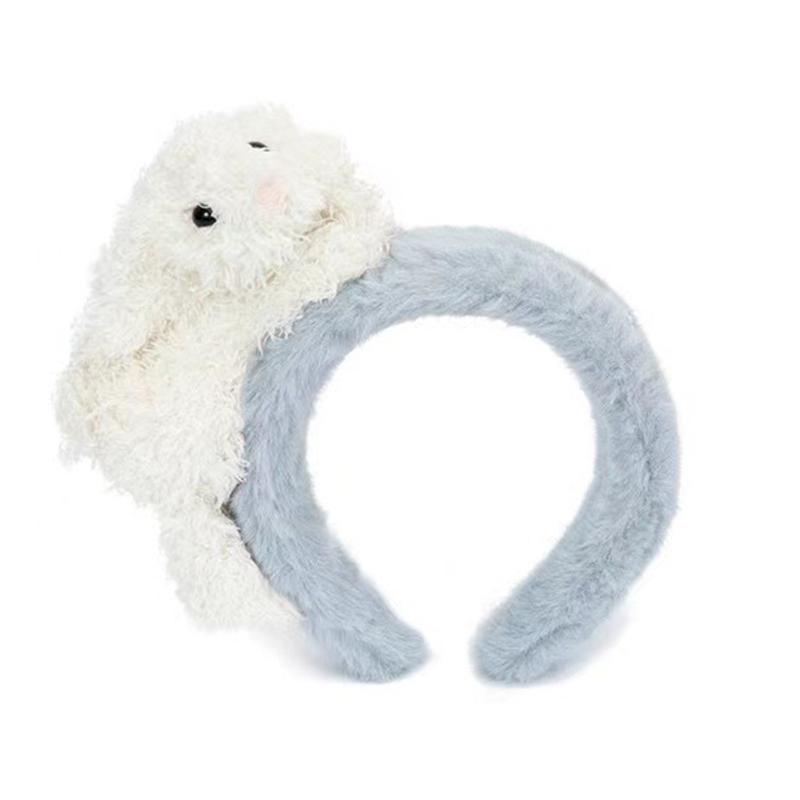 Милый плюшевый ободок для волос с изображением кролика и медведя для девочек, женский мультяшный широкий плюшевый ободок для волос, милая повязка на голову для мытья лица, повседневные аксессуары для волос
