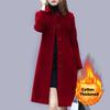Elegant Soft Women Cotton Thickened Coat 2024 New Mid-Length Single-Breasted Turn-down Collar Cardigan Plus Size Warm Lapel Winter Jacket