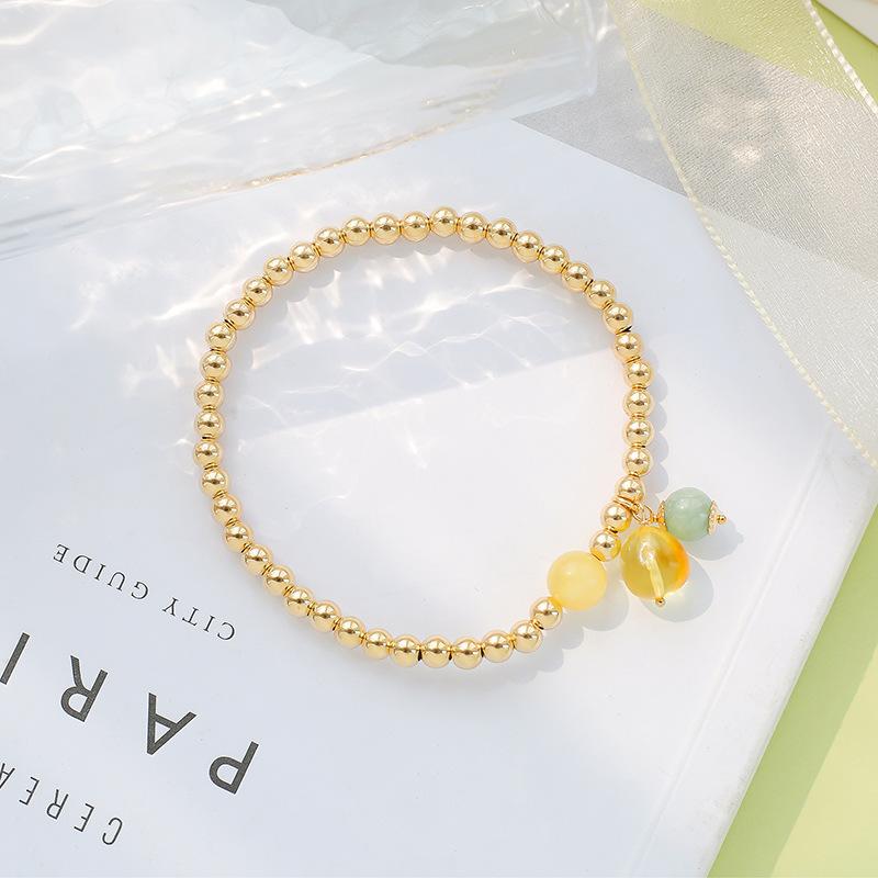 Браслет из натурального кристалла, Женская сумка 14K Gold Bag, Невыцветающие бусины, Украшение из пчелиного воска с разделителями-бусинами, Браслет из яшмы.
