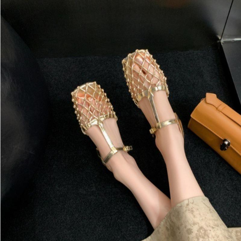 Модные Женские Плетеные Сетчатые Сандалии Открытый Носок Квадратный Носок Низкий Каблук Мюли Обувь Женская Летний 2025 Тренд Платье Массивный Дизайнерский Туфли-Лодочки Mujer