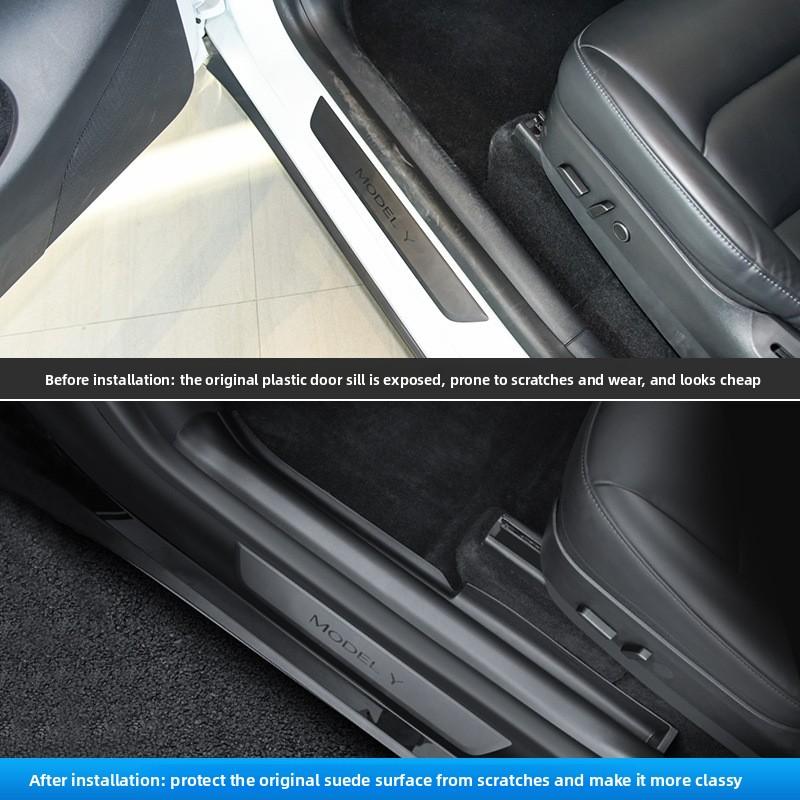 Car Sticker For Tesla Model Y 2020-2025 Threshold Strip Dedicated Built-in Welcome Pedal Threshold Strip Interior Modification W
