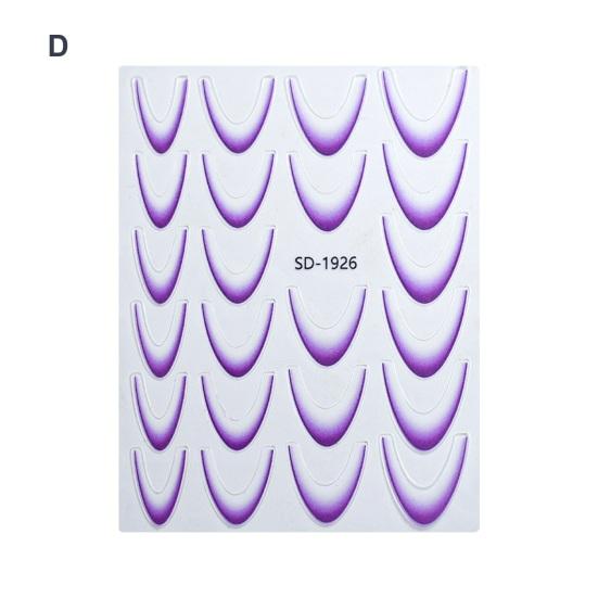 1/12Pcs French Nail Stickers 12 Colors Ultra-Thin Gradient Line Nail Art Stickers Self-Adhesive Plain Nail Stickers for Elegant French Nails