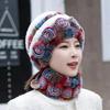 Winter Warm Real Fur Hat Scarf Sets Women Knitted Soft  Real Rex Rabbit Fur Hat Scarves Natural Rex Rabbit Fur Cap Scarf Set