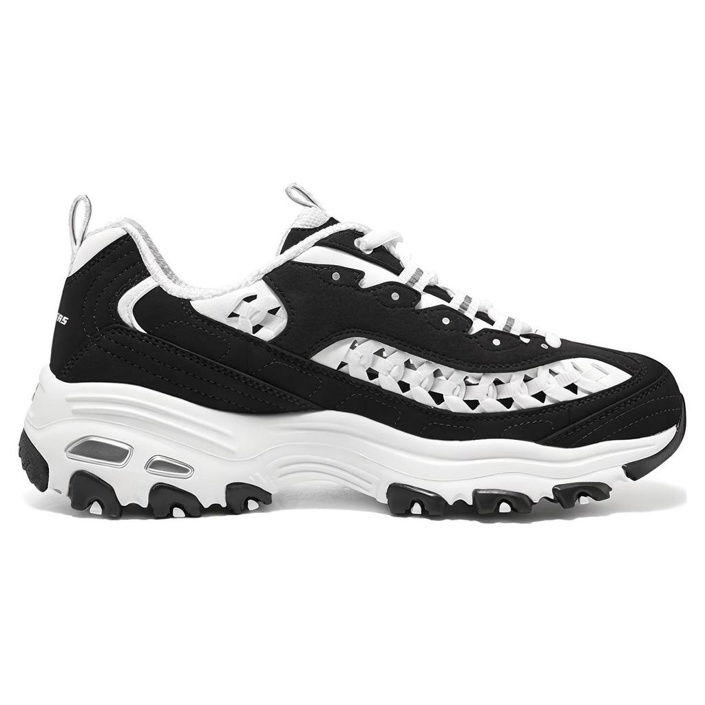 Skechers DLites 1.0 Сетчатые Универсальные Спортивные Низкие Папины Кроссовки Женские Черно-Белые 896197-BKW