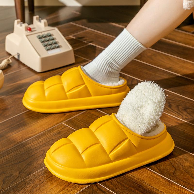 Водонепроницаемые хлопковые тапочки на толстой подошве для дома на зиму, материал ЭВА, цветочный дизайн, для пар, домашний комфорт