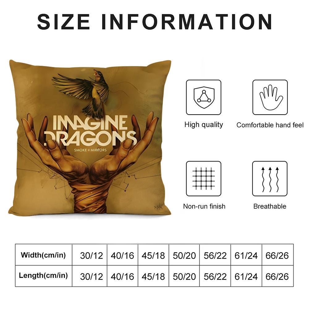 I-Imagine Dragons Наволочка для подушки-подушки Ультрамягкая, приятная для кожи ткань Облачный комфорт и скрытая молния