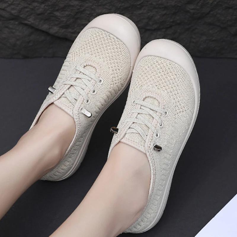 Women's Breathable Soft Soled Loafers Lightweight Singles Shoes Comfortable Anti Slip Round Head Solid Colour Walking Sneakers
