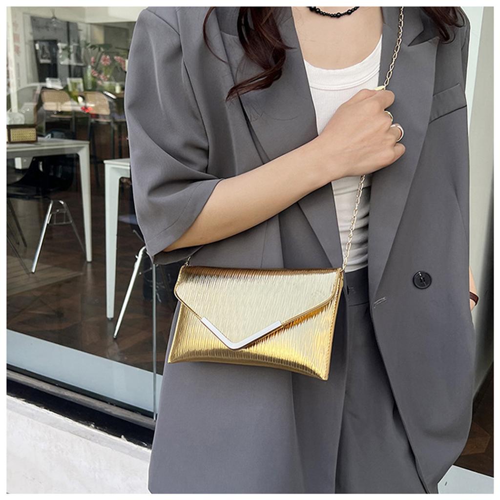 Модная плиссированная ручная сумочка-конверт, вечерний клатч, сумки через плечо с V-образной цепочкой
