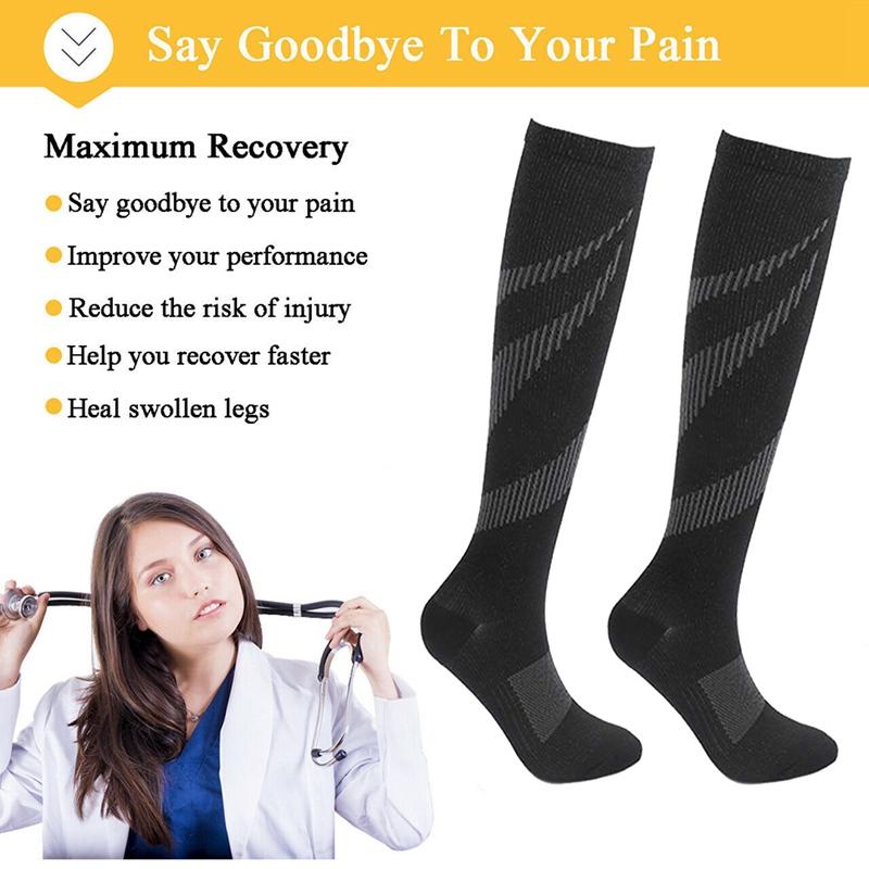 Compression Socks Running Varicose Veins Nurse Bicycle Diabetes Natural Hiking Gift Men's Knee Socks Basketball Football Travel
