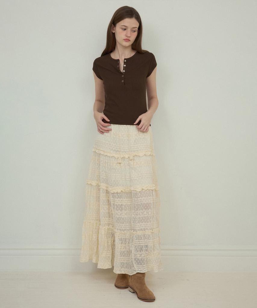 Aueonoseuteljia Lace Shirring Cancan Skirt_Cream(O25-Sk06)
