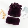 Knitted Women Warm Rex Rabbit Fur Hat Scarf Sets Winter Natural Rex Rabbit Fur Cap Scarves Russia Lady Fur Hats Muffler 2 Pieces