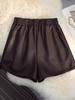 Женские шорты А-силуэта из искусственной кожи с высокой талией на осень/зиму 2023 года — облегающие, модные широкие брюки-ботфорты