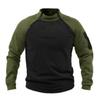 Stand Collar Men's Hoodie Spring and Autumn Loose Double Sleeve Color Match Outdoor Warm Breathable Tactical Sweater Jumper