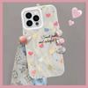 Upgraded Glitter Silver Case Cute Heart Shape Love Printed Protective Shell Shockproof Full Back Cover for iPhone Samsung