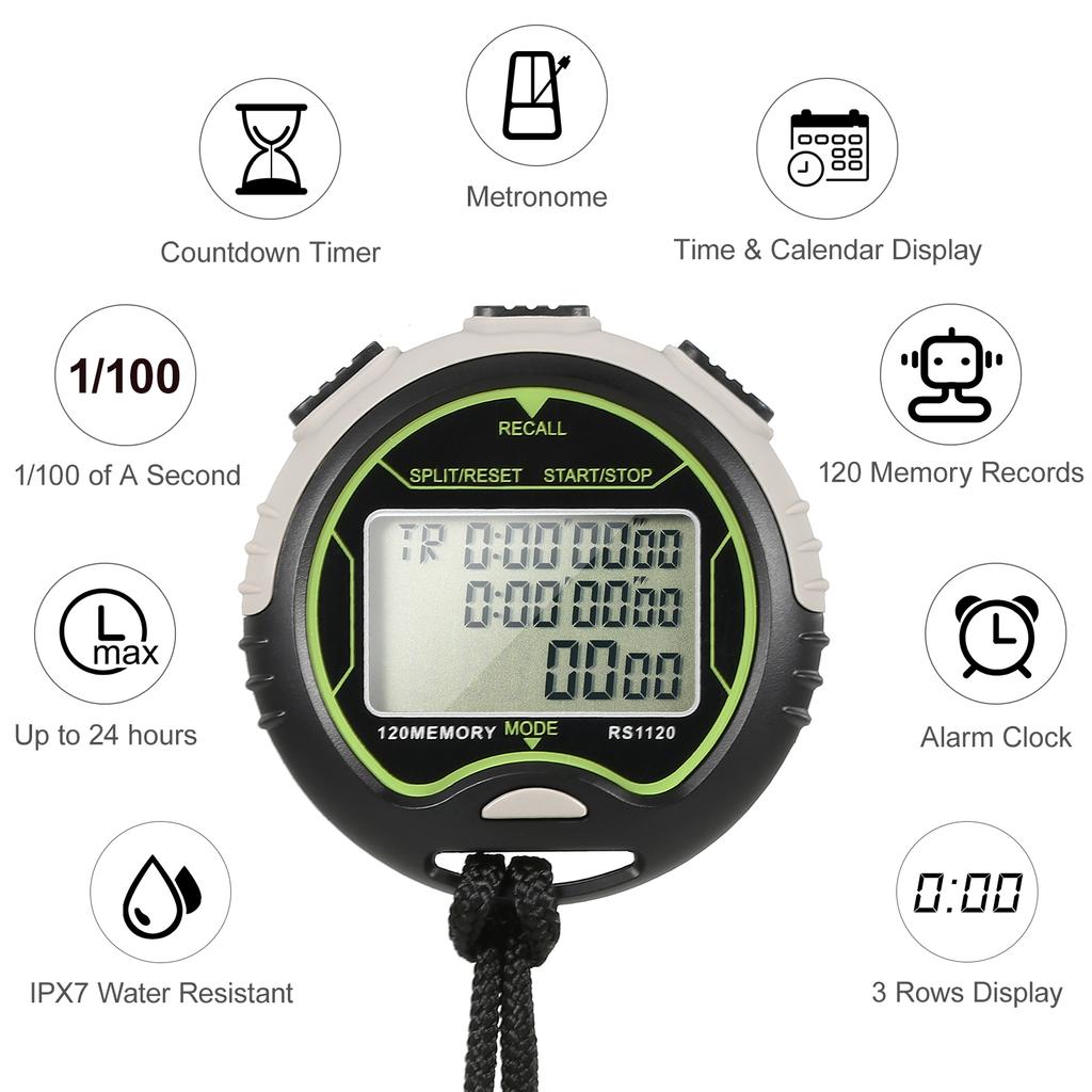 Профессиональный цифровой секундомер, таймер, водонепроницаемый цифровой портативный ЖК-таймер, хронограф, спорт