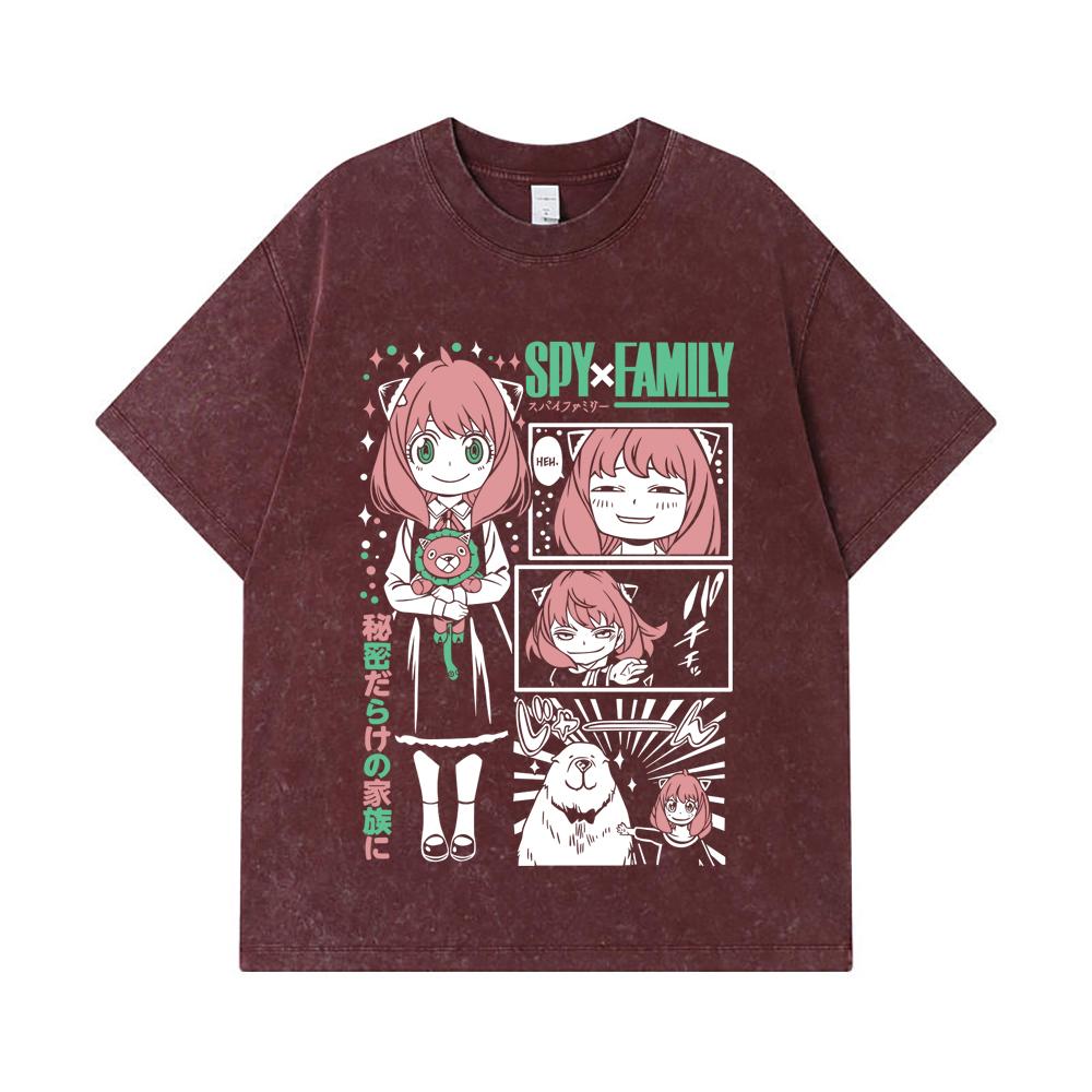 275 GSM Washed T-shirts 100% Cotton Spy x Family V4 Anya Print Unisex Heavy Cotton T Shirt