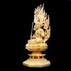 Acala Buddha Statue, Wood Carving, Buddhist Altar Figurine, Guardian Deity, Prayer, Protection from Evil, Octagonal Base, Flame Halo (28cm, Cypress Wo