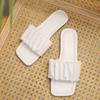 2025 Large Size Flat Slippers New Summer Fashion Pleated Sandals Square Head Slippers Spot Women's Shoes