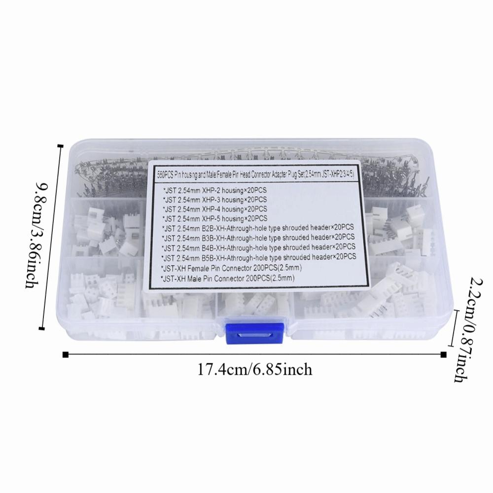 560 шт. Шаг 2,54 мм Экранированный разъем JST-XHP2/3/4/5 Набор обжимных клемм Ассортимент разъемов