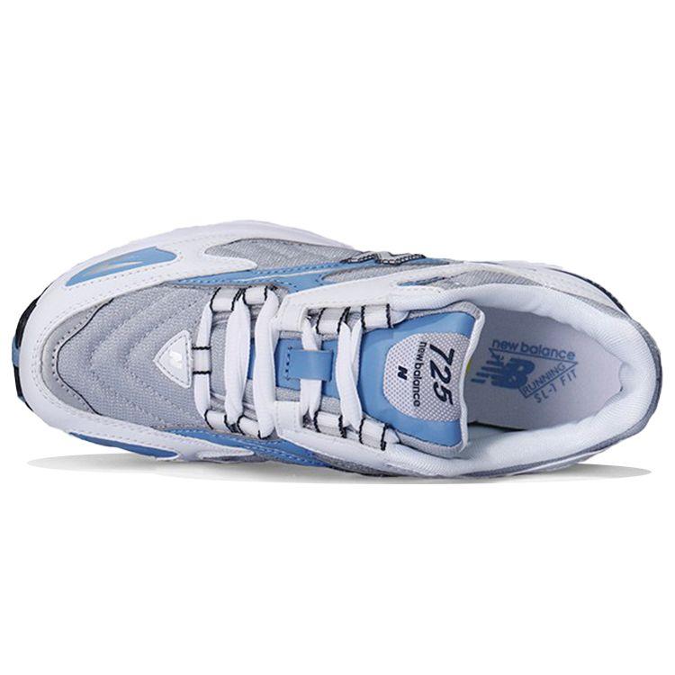 New Balance Nb 725 Ткань из синтетической кожи Круглый носок Шнуровка Амортизация Низкий верх Повседневная обувь для образа жизни Унисекс кроссовки Белый Синий ML725E