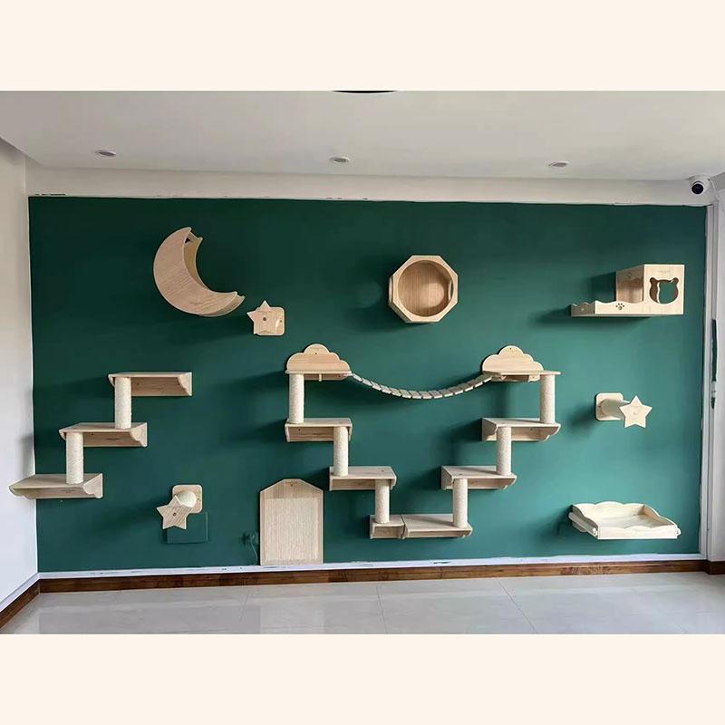 Woodiness Cat Tree House Scratching Climbing Platform Wall Mounted Cat Climbing Ladder Wood Stairs Kitty Gift Pet Supplies