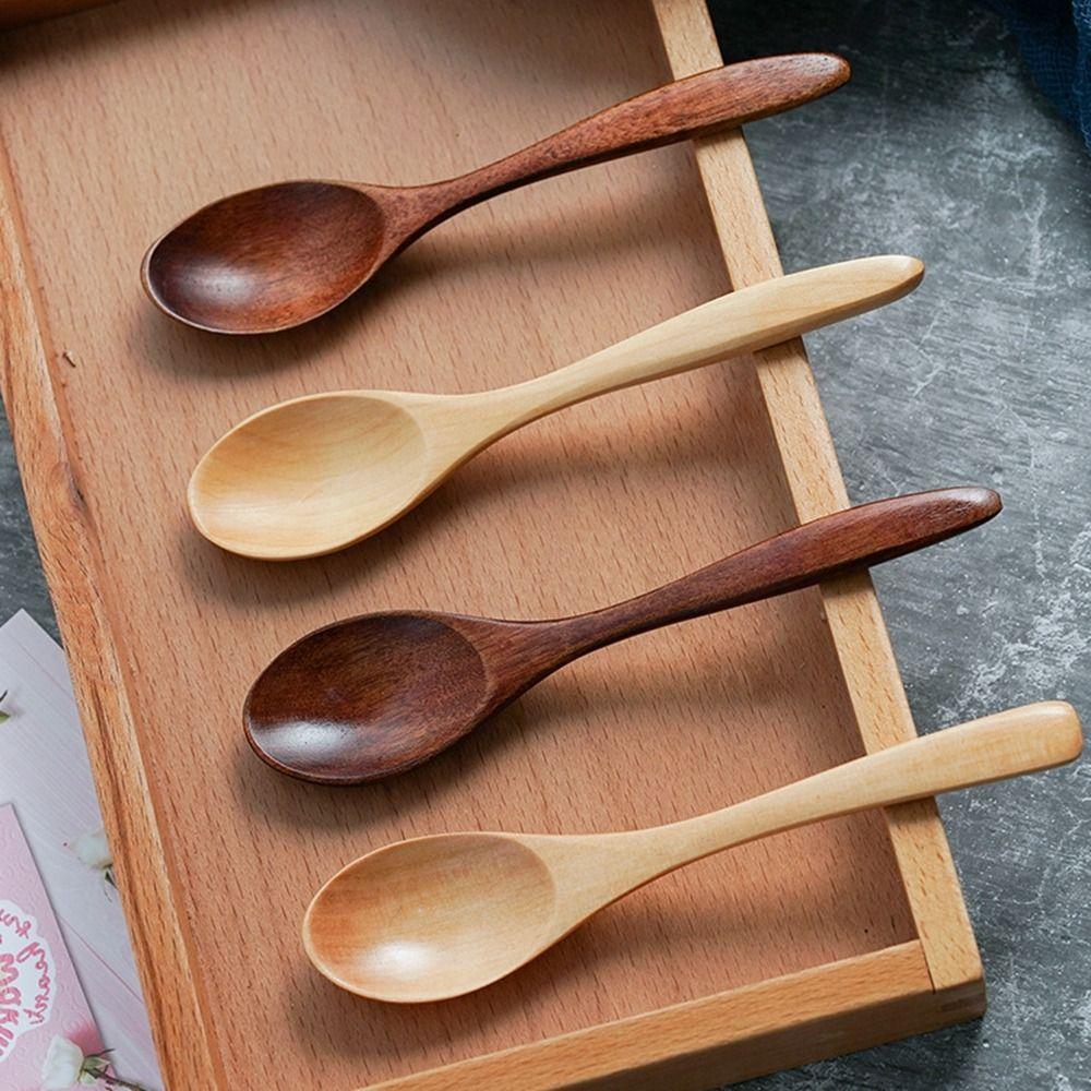 Natural Wooden Spoon Handmade Rice Soups Spoon New Utensil Cereal Spoon Kitchen Accessories