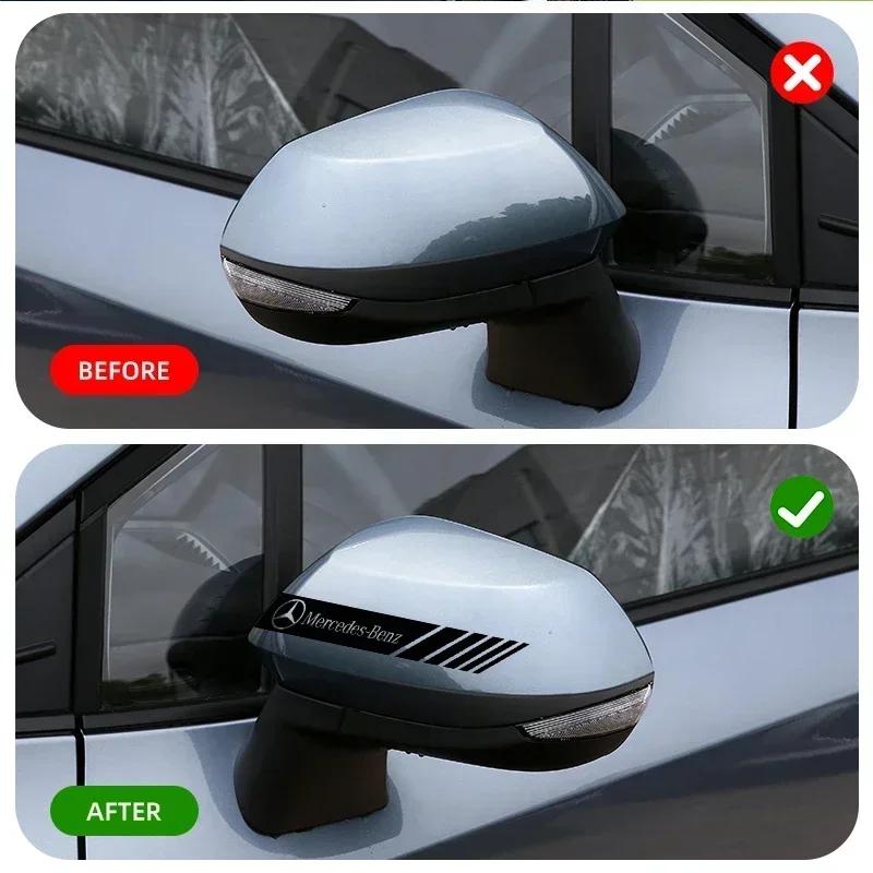 BLZ3 2Pcs Car Rearview Mirror Side Decal Stripe Sticker Vehicle Body For Mercedes Benz B/C/E/S Class A Class C200L GLC GLE CLA