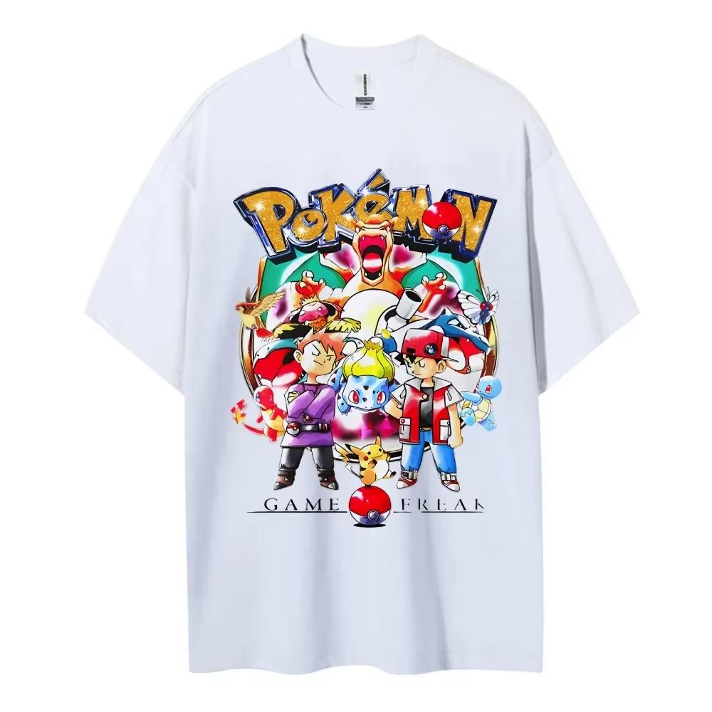 2026 Pokemon T-shirt Unisex's Pure Cotton Casual Round Neck T-shirt Short Sleeve Clothing Summer Sports Casual Short Sleeve