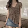 Women Tops Hollow Out V-neck Sleeveless Knit Tank Tops Solid Color Soft Breathable Vest Summer