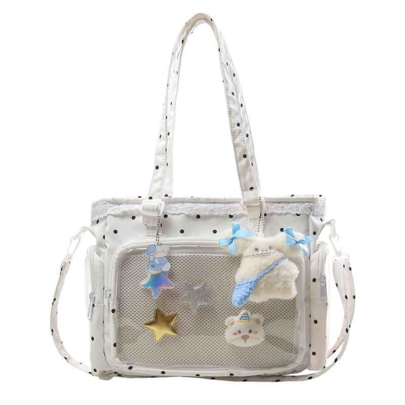 Кружевная прозрачная сумка в горошек, на плечо, для учеников средней школы